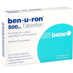 Eine Packung Schmerztabletten mit 500 mg Paracetamol.