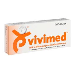 Eine Packung Vivimed-Tabletten gegen Kopfschmerzen mit Koffein.