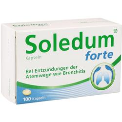 Soledum forte Packung mit 100 Kapseln gegen Atemwegsentzündungen.