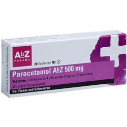Eine Packung Paracetamol-Tabletten mit 500 mg gegen Fieber und Schmerzen.
