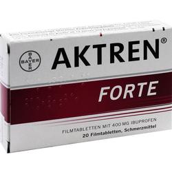 Eine Packung Aktren Forte-Schmerztabletten mit 400 mg Ibuprofen.
