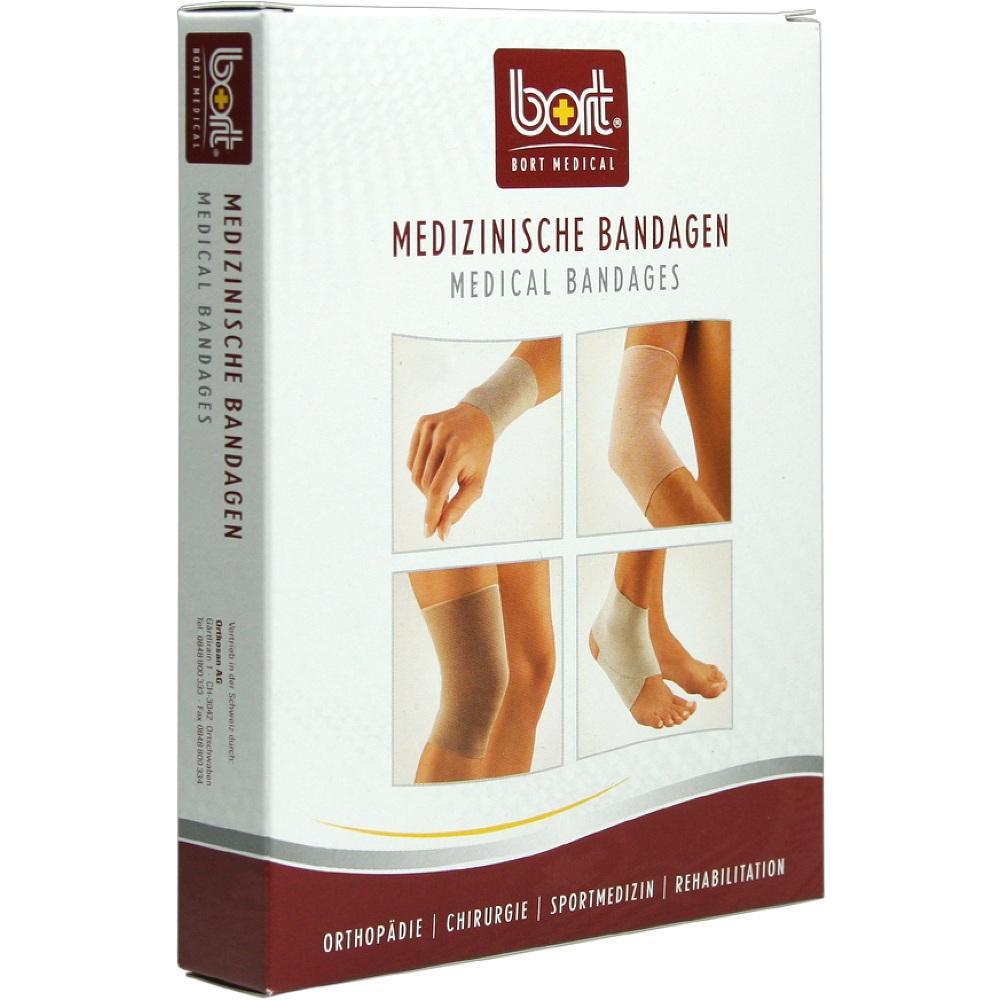 Verpackung mit verschiedenen medizinischen Bandagen für Gelenke.