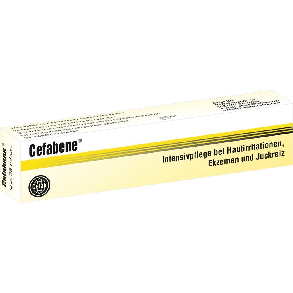 Eine Packung Cefabene Salbe zur Pflege bei Hautreizungen und Juckreiz.
